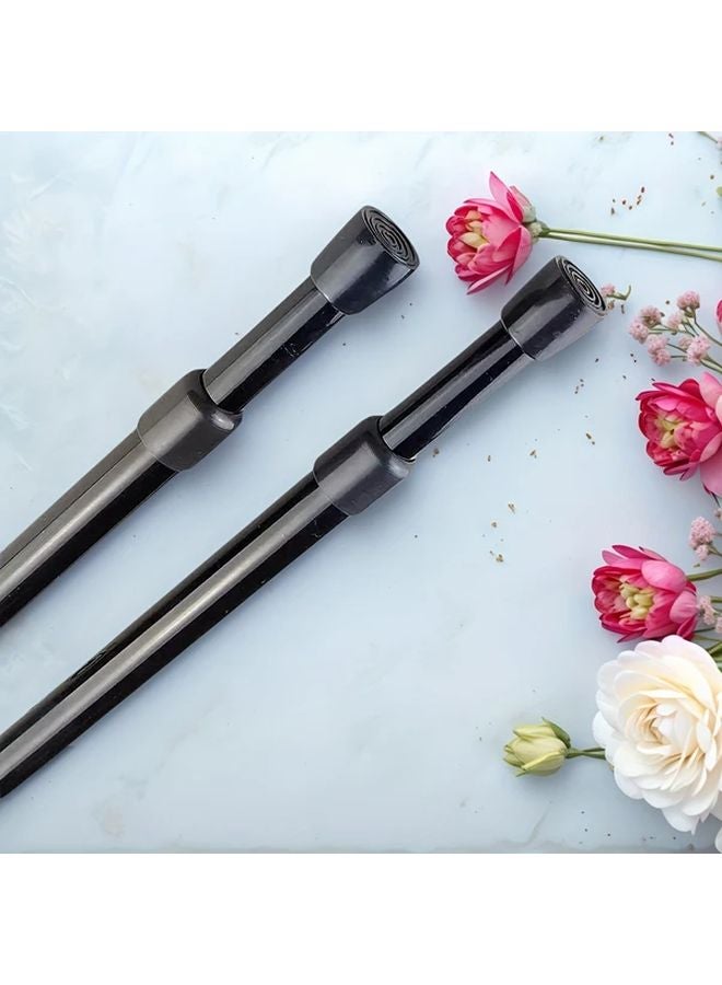 Black Telescopic Shower Curtain Rod No Drill Installation 50cm To 90cm Adjustable - Image 1